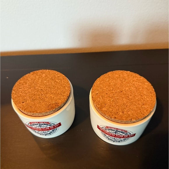 Two Trader Joe's Ceramic Salt Jar with Cork Lid - Picture 2 of 6